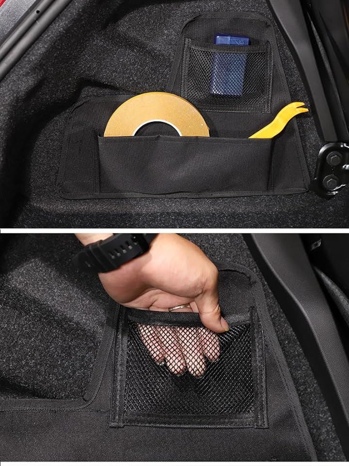 新型 フィアット 500 専用 2016～2023に適用 トランク収納袋 収納ポケット 収納バッグ オックスフォード製 取付簡単 貼付タイプ ２点セット