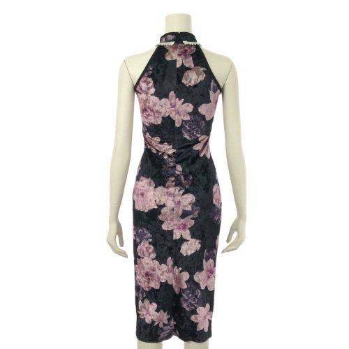 キャバドレス ナイトドレス チャイナドレス ミディアムドレス ノースリーブ ワンピース 花柄 サイドスリット ベロア パールビーズ 伸縮性 レディース グラシア キャバドレス ナイトドレス チャイナドレス ミディアムドレス ノースリーブ ワンピース 花柄 サイドスリット ベロア パールビーズ 伸縮性 レディース グラシア