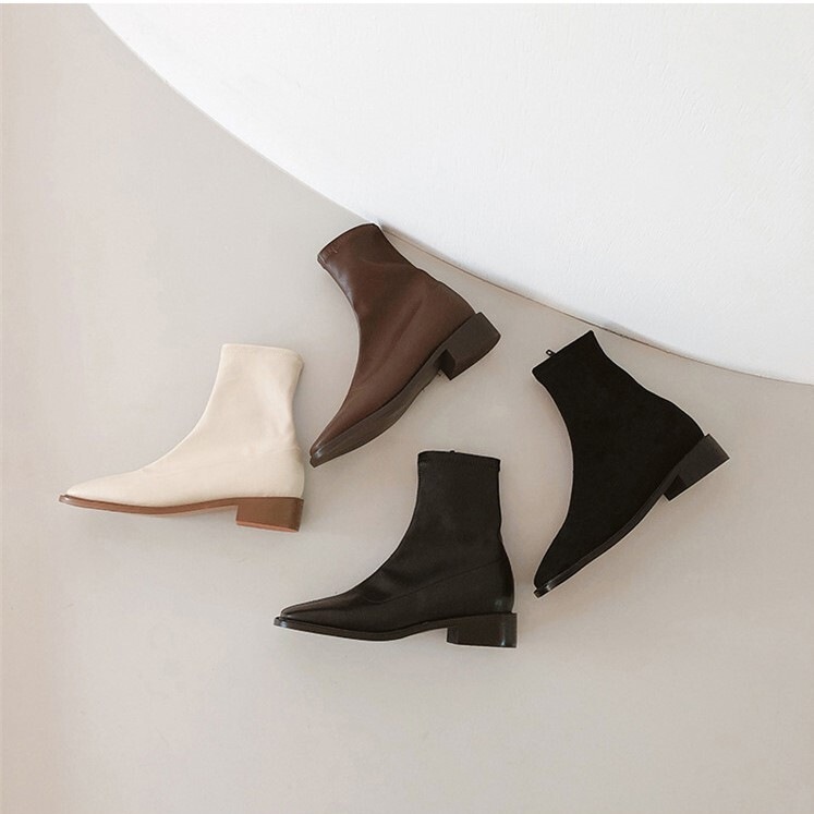 シューズ 靴 レディースブーツ ショートブーツ ファスナーブーツ 1cm PU かわいい 大人可愛い シンプル カジュアル おしゃれ お洒落 かっこいい レトロ メンズライク ラフ クール 存在感