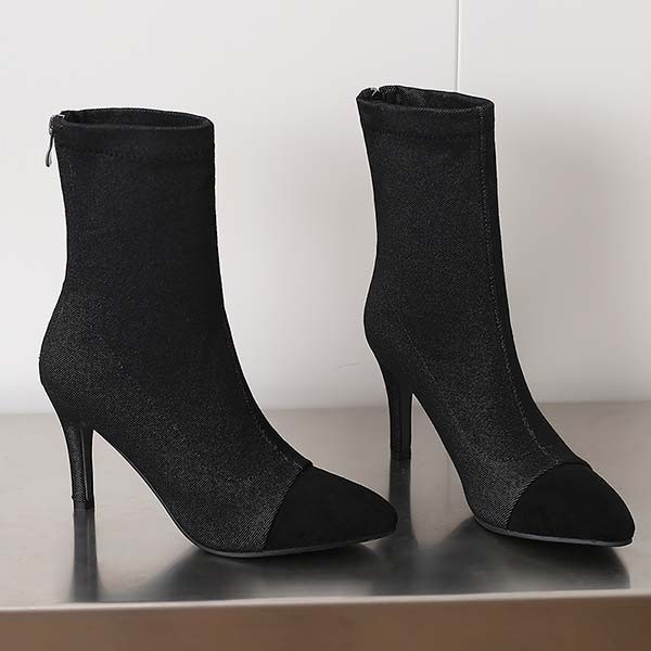 ブーツ 痛くない 歩きやすい ポインテッドトゥ ピンヒール ショートブーツ ワイドシャフト 秋 冬 美脚 脚長 レディース 柔らか ブラック ブルー ハイヒール ショート シンプル 黒 バックファス ブーツ 痛くない 歩きやすい ポインテッドトゥ ピンヒール ショートブーツ ワイドシャフト 秋 冬 美脚 脚長 レディース 柔らか ブラック ブルー ハイヒール ショート シンプル 黒 バックファス