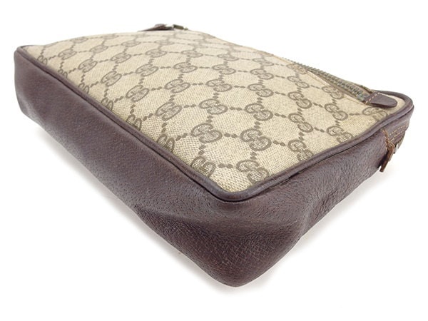 グッチ GUCCI クラッチバッグ メンズ可 ヴィンテージ GGプラス ベージュ×ブラウン系 PVC×レザー 訳あり セール 【中古】 T5781 . グッチ GUCCI クラッチバッグ メンズ可 ヴィンテージ GGプラス ベージュ×ブラウン系 PVC×レザー 訳あり セール 【中古】 T5781 .