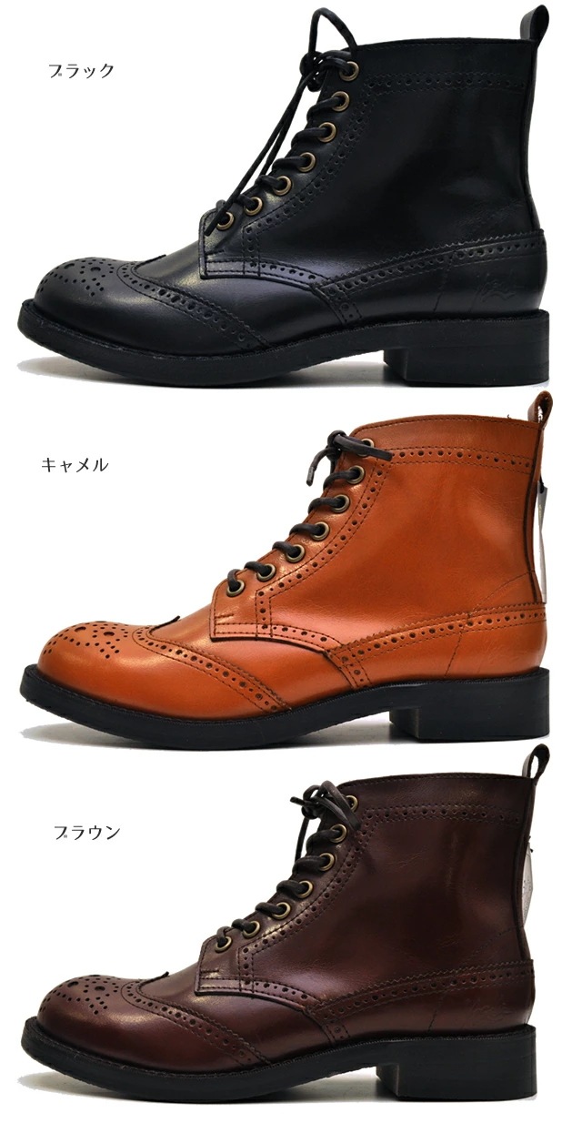 【公式SHOP特典キズ補修液付】 ヨースケ レースアップブーツ レディース ウィングチップ 本革 日本製 【公式SHOP特典キズ補修液付】 ヨースケ レースアップブーツ レディース ウィングチップ 本革 日本製