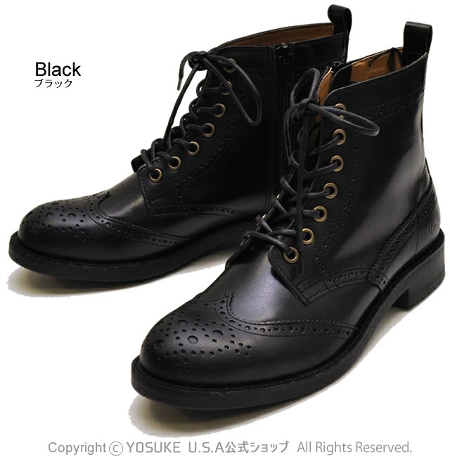 【公式SHOP特典キズ補修液付】 ヨースケ レースアップブーツ レディース ウィングチップ 本革 日本製 【公式SHOP特典キズ補修液付】 ヨースケ レースアップブーツ レディース ウィングチップ 本革 日本製