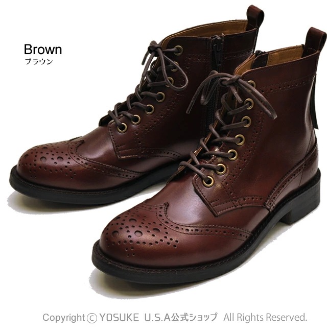 【公式SHOP特典キズ補修液付】 ヨースケ レースアップブーツ レディース ウィングチップ 本革 日本製 【公式SHOP特典キズ補修液付】 ヨースケ レースアップブーツ レディース ウィングチップ 本革 日本製
