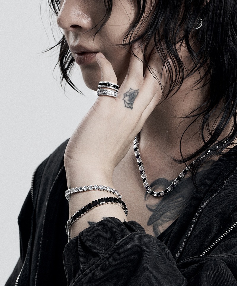 Stray Kids フィリックス着用】 Onyx AAA DIA CRYSTAL RING 黒