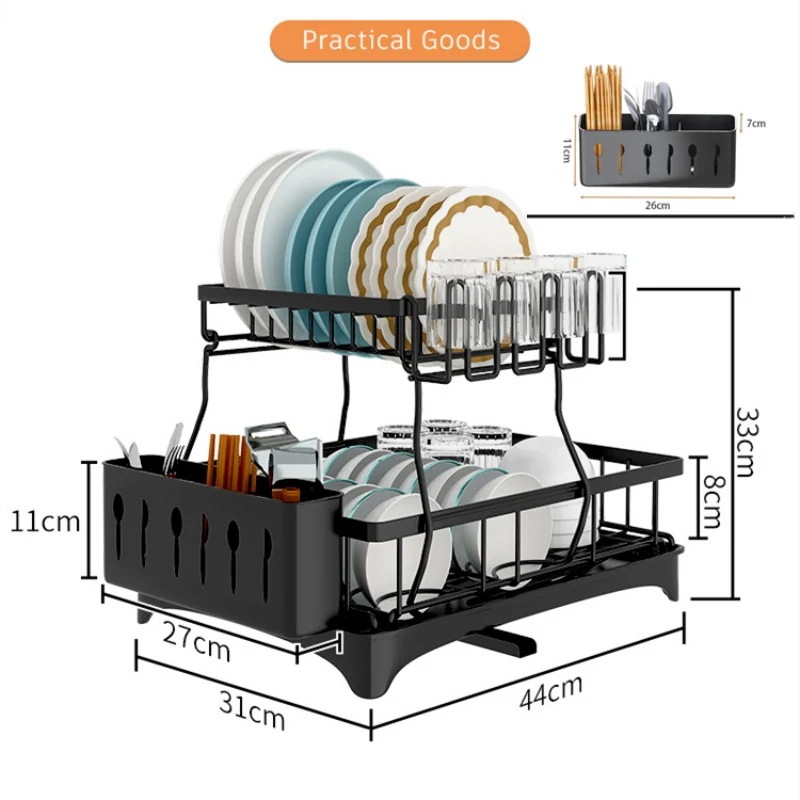 水切りラック 2段 大容量 収納 ラック ステンレス 水切りかご シンク上 水切り キッチン 水切りかご 水切りカゴ 折りたたみ キッチン 収納 水切り 箸 水が流れる 流れる 水切り