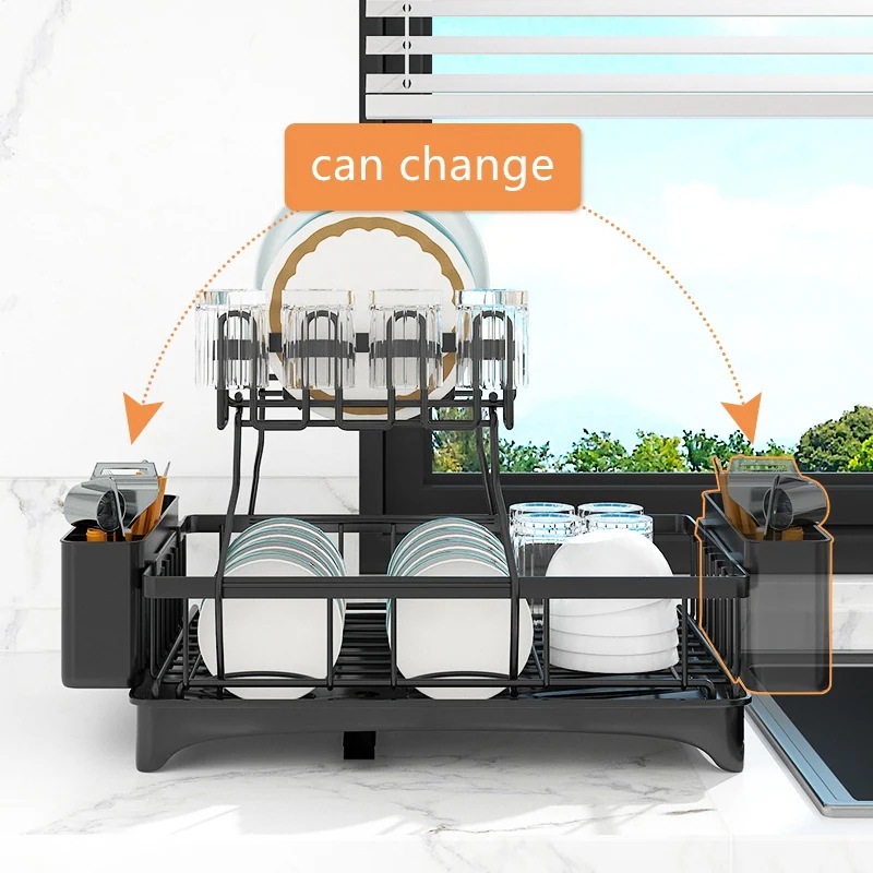 水切りラック 2段 大容量 収納 ラック ステンレス 水切りかご シンク上 水切り キッチン 水切りかご 水切りカゴ 折りたたみ キッチン 収納 水切り 箸 水が流れる 流れる 水切り