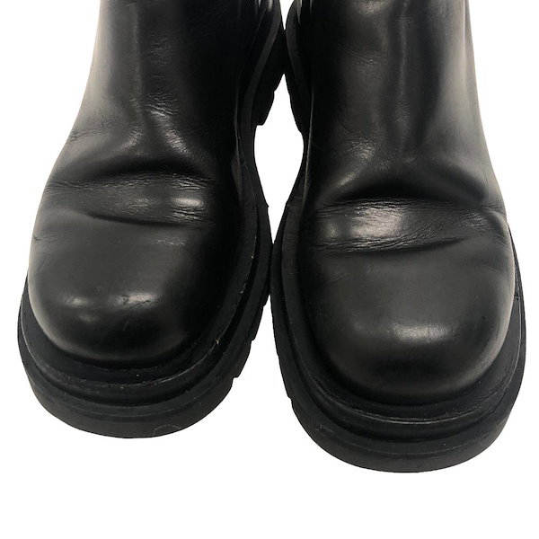 BOTTEGA VENETA サイドゴアブーツ 黒 レザー レザー】厚底サイドゴア