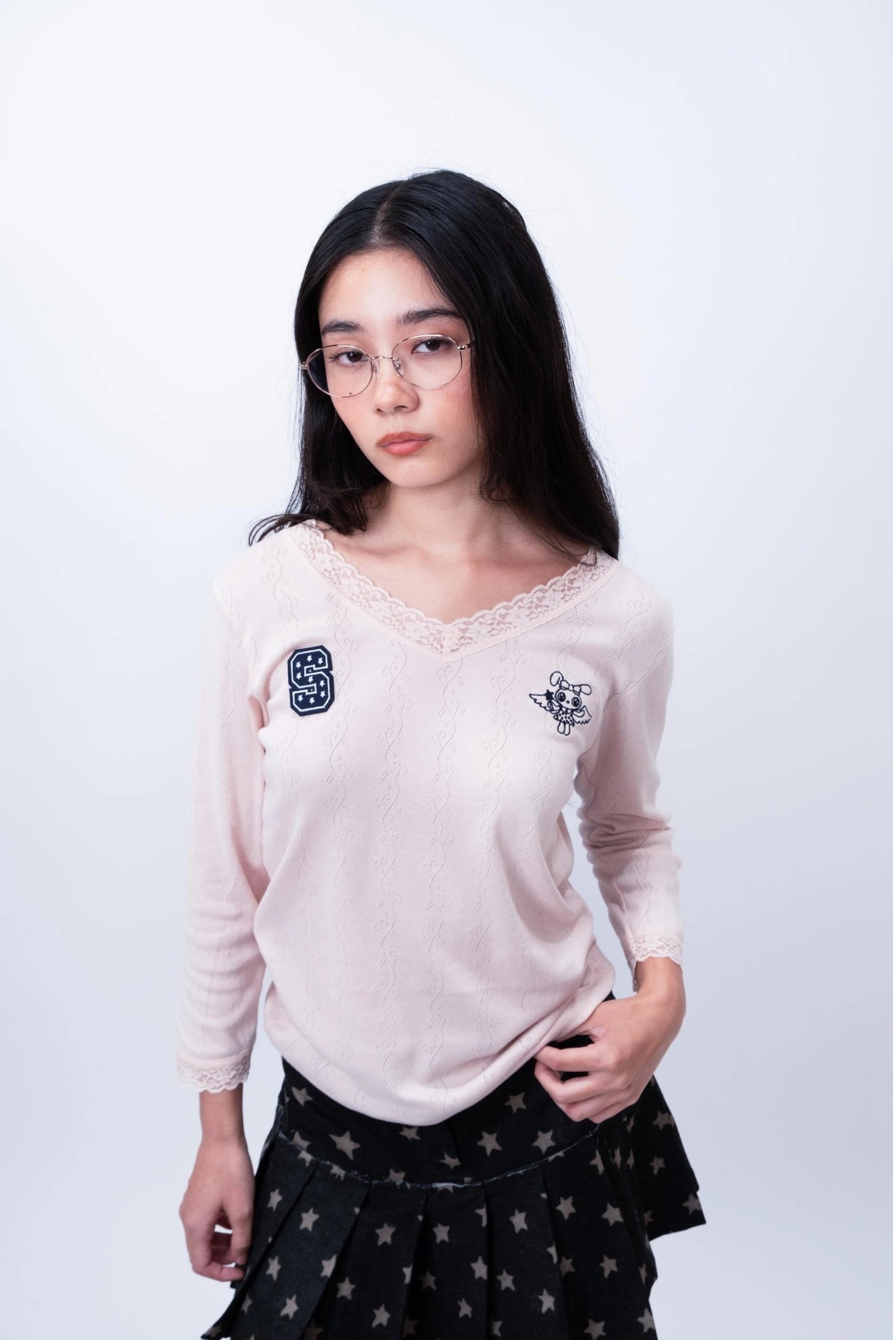 SHALOM】24FW I DON T KNOW LACE TOP (PEACH)