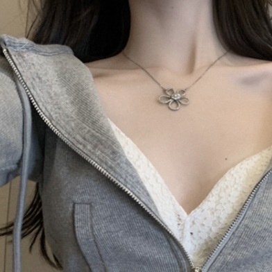 ニットパーカー トップス カーディガン フーディー スポーティ グレー 灰色 ショート丈 袖あり ニットパーカー トップス カーディガン フーディー スポーティ グレー 灰色 ショート丈 袖あり