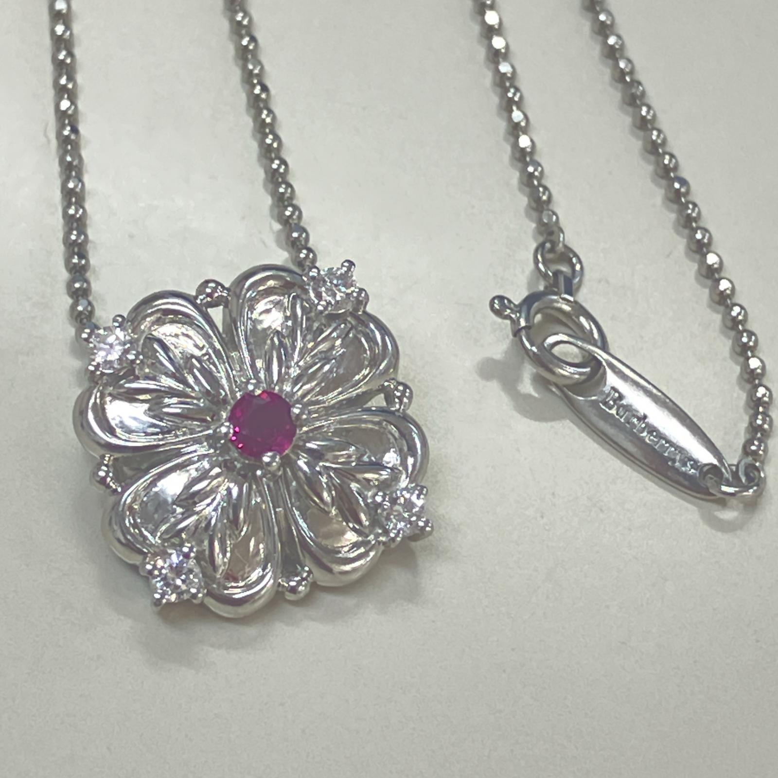 ネックレス Ptプラチナ シルバー ピンク PT.017.012刻印【中古】 レディース