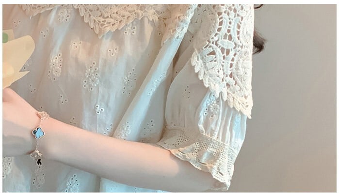 Tシャツ ティーシャツ ブラウス チュニック レディース シャツ トップス 人気 おすすめ おしゃれ お洒落 激安 安い プチプラ 半袖 美シルエット 華奢見え 刺繍 透かし 編み ニット