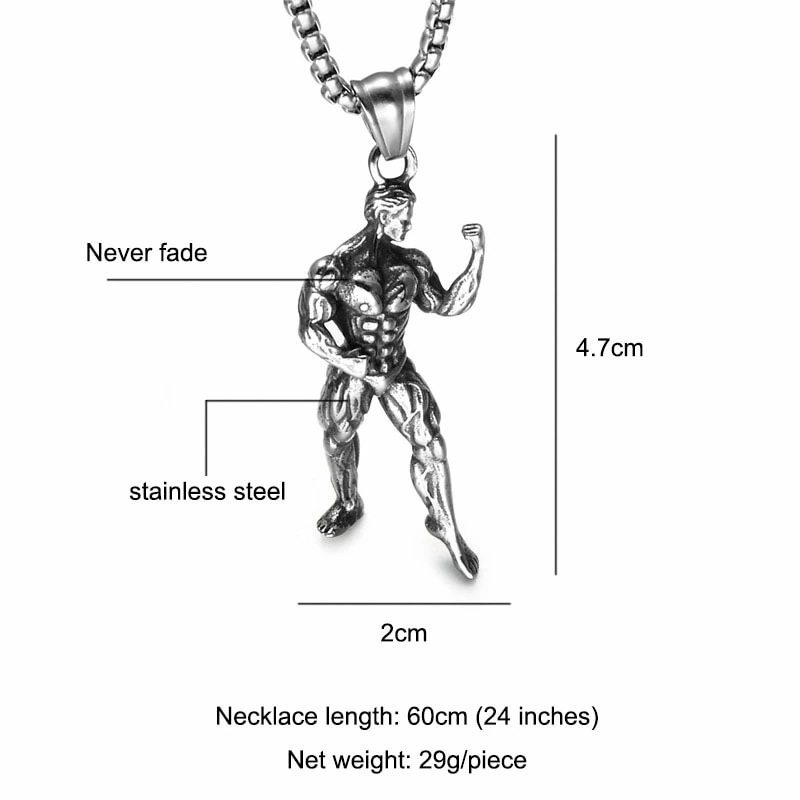 ボディービルダーステンレスネックレス チェーン付き 首飾り アクセサリー 筋トレ マッチョ 筋肉 ボディービルダーステンレスネックレス チェーン付き 首飾り アクセサリー 筋トレ マッチョ 筋肉