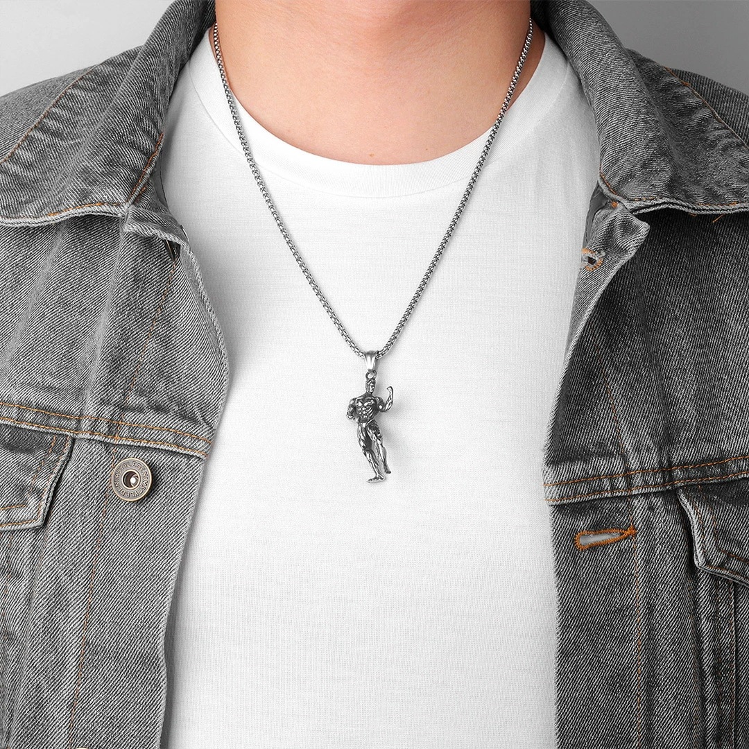 ボディービルダーステンレスネックレス チェーン付き 首飾り アクセサリー 筋トレ マッチョ 筋肉 ボディービルダーステンレスネックレス チェーン付き 首飾り アクセサリー 筋トレ マッチョ 筋肉