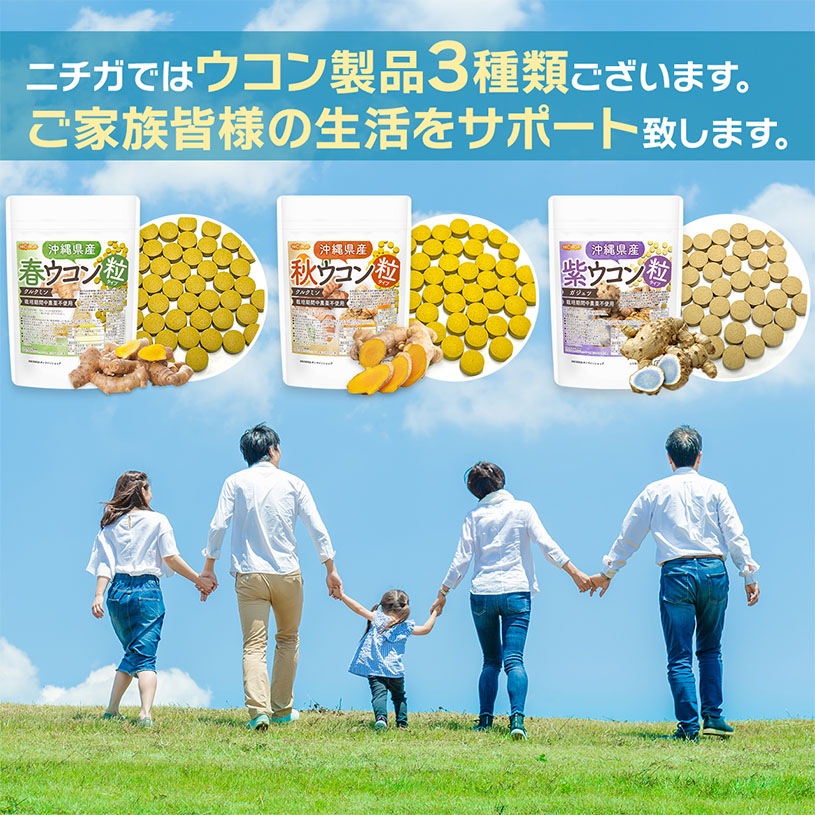 沖縄県産 春ウコン 粒 150ｇx3袋 約2250粒 栽培期間中農薬不使用 クルクミン ミネラル豊富 約225日分 [01]