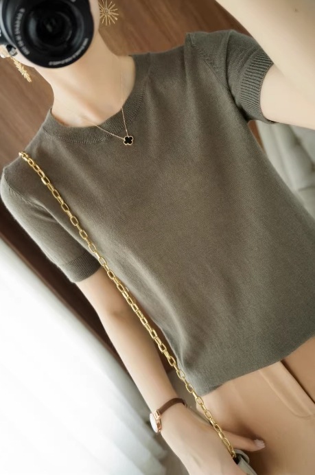 トップス モテアイテム エレガント ニットソー 半袖 ラウンドネック スリム 細身 ニット 伸縮性 通気性 サマーニット 薄手 きれいめ シンプル 上品 おしゃれ お洒落 レトロ 女子 トップス モテアイテム エレガント ニットソー 半袖 ラウンドネック スリム 細身 ニット 伸縮性 通気性 サマーニット 薄手 きれいめ シンプル 上品 おしゃれ お洒落 レトロ 女子