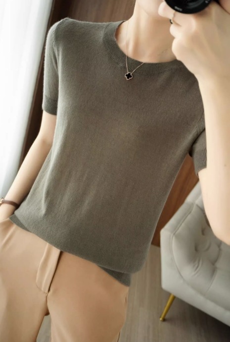 トップス モテアイテム エレガント ニットソー 半袖 ラウンドネック スリム 細身 ニット 伸縮性 通気性 サマーニット 薄手 きれいめ シンプル 上品 おしゃれ お洒落 レトロ 女子 トップス モテアイテム エレガント ニットソー 半袖 ラウンドネック スリム 細身 ニット 伸縮性 通気性 サマーニット 薄手 きれいめ シンプル 上品 おしゃれ お洒落 レトロ 女子