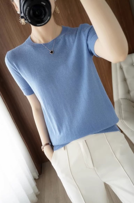 トップス モテアイテム エレガント ニットソー 半袖 ラウンドネック スリム 細身 ニット 伸縮性 通気性 サマーニット 薄手 きれいめ シンプル 上品 おしゃれ お洒落 レトロ 女子 トップス モテアイテム エレガント ニットソー 半袖 ラウンドネック スリム 細身 ニット 伸縮性 通気性 サマーニット 薄手 きれいめ シンプル 上品 おしゃれ お洒落 レトロ 女子