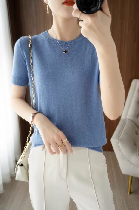 トップス モテアイテム エレガント ニットソー 半袖 ラウンドネック スリム 細身 ニット 伸縮性 通気性 サマーニット 薄手 きれいめ シンプル 上品 おしゃれ お洒落 レトロ 女子 トップス モテアイテム エレガント ニットソー 半袖 ラウンドネック スリム 細身 ニット 伸縮性 通気性 サマーニット 薄手 きれいめ シンプル 上品 おしゃれ お洒落 レトロ 女子