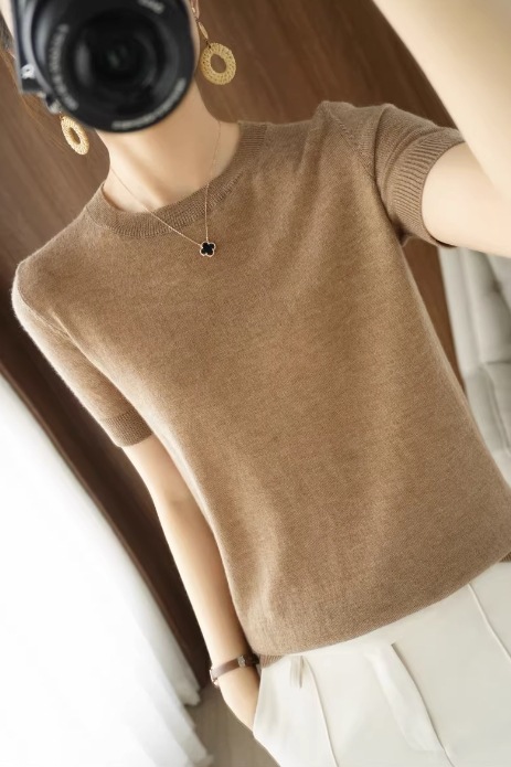 トップス モテアイテム エレガント ニットソー 半袖 ラウンドネック スリム 細身 ニット 伸縮性 通気性 サマーニット 薄手 きれいめ シンプル 上品 おしゃれ お洒落 レトロ 女子 トップス モテアイテム エレガント ニットソー 半袖 ラウンドネック スリム 細身 ニット 伸縮性 通気性 サマーニット 薄手 きれいめ シンプル 上品 おしゃれ お洒落 レトロ 女子