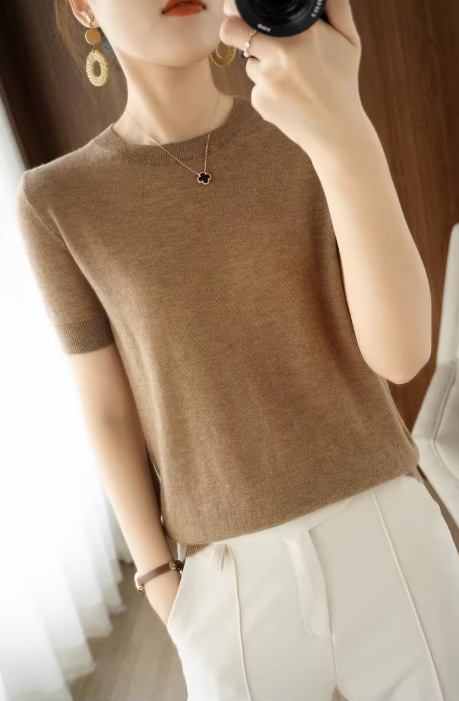 トップス モテアイテム エレガント ニットソー 半袖 ラウンドネック スリム 細身 ニット 伸縮性 通気性 サマーニット 薄手 きれいめ シンプル 上品 おしゃれ お洒落 レトロ 女子 トップス モテアイテム エレガント ニットソー 半袖 ラウンドネック スリム 細身 ニット 伸縮性 通気性 サマーニット 薄手 きれいめ シンプル 上品 おしゃれ お洒落 レトロ 女子