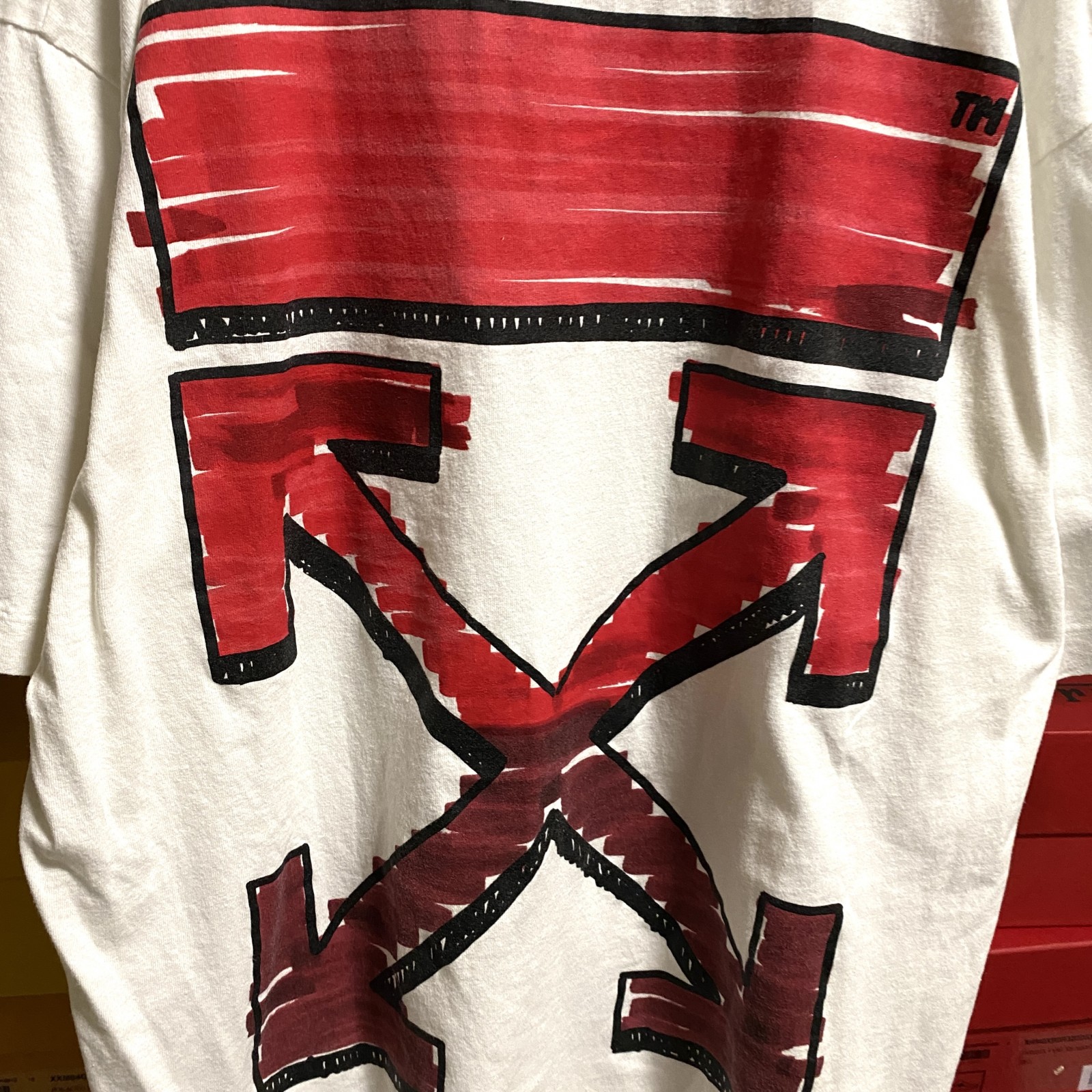 美品 オフホワイト OFF-White メンズ Tシャツ XL ビッグシルエット