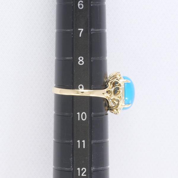 K18 18金 YG イエローゴールド リング 指輪 9号 ターコイズ