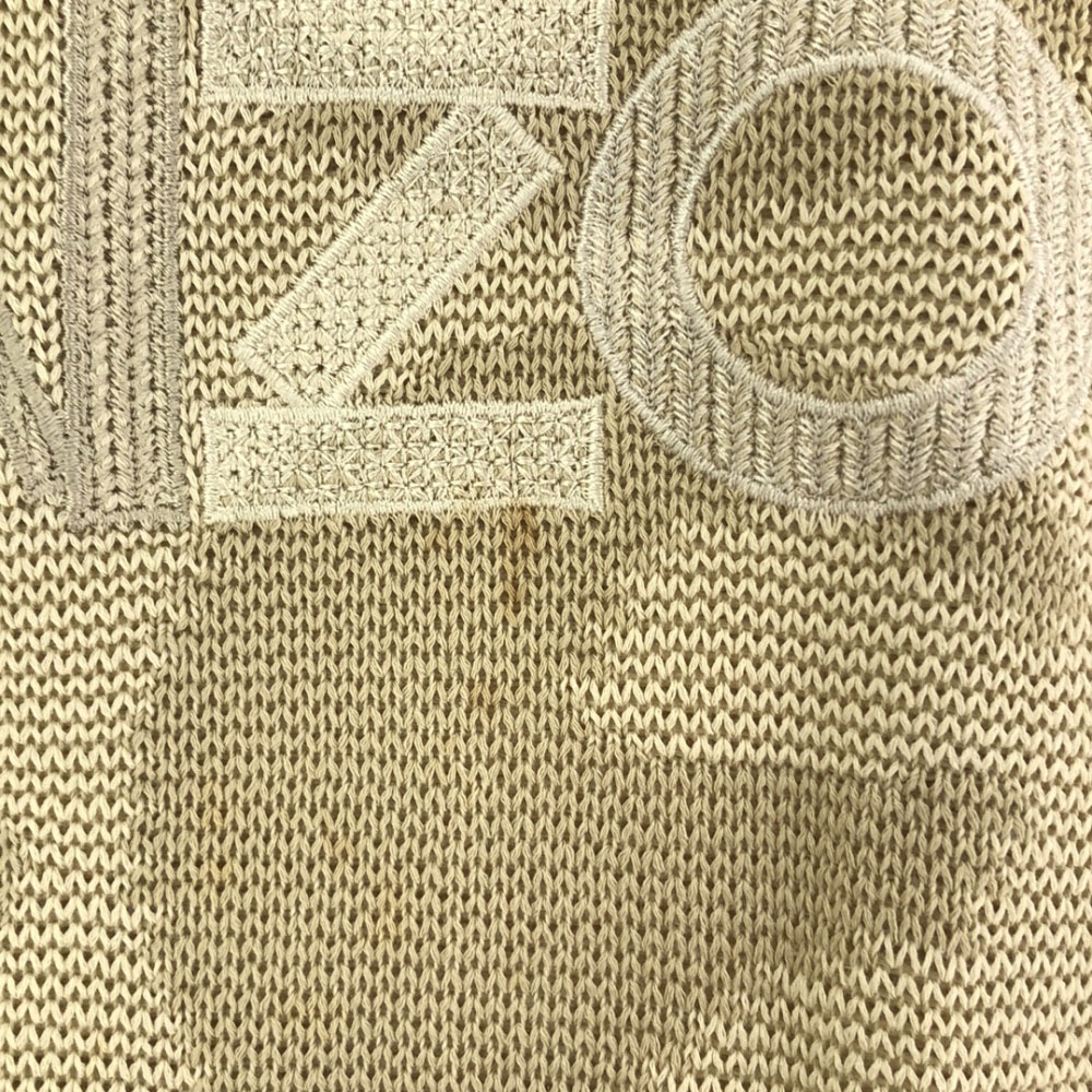 日本製 刺繍 ゴルフ 長袖 ニット 3 ベージュ セーター メンズ