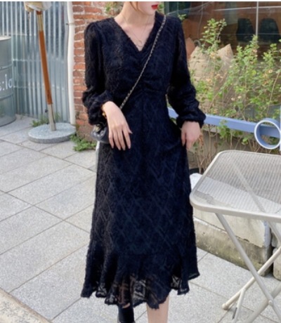 Vネック長袖ロングワンピース ワンピース ロング ロング丈 長袖 Vネック フレア セミフレア Vネック長袖ロングワンピース ワンピース ロング ロング丈 長袖 Vネック フレア セミフレア