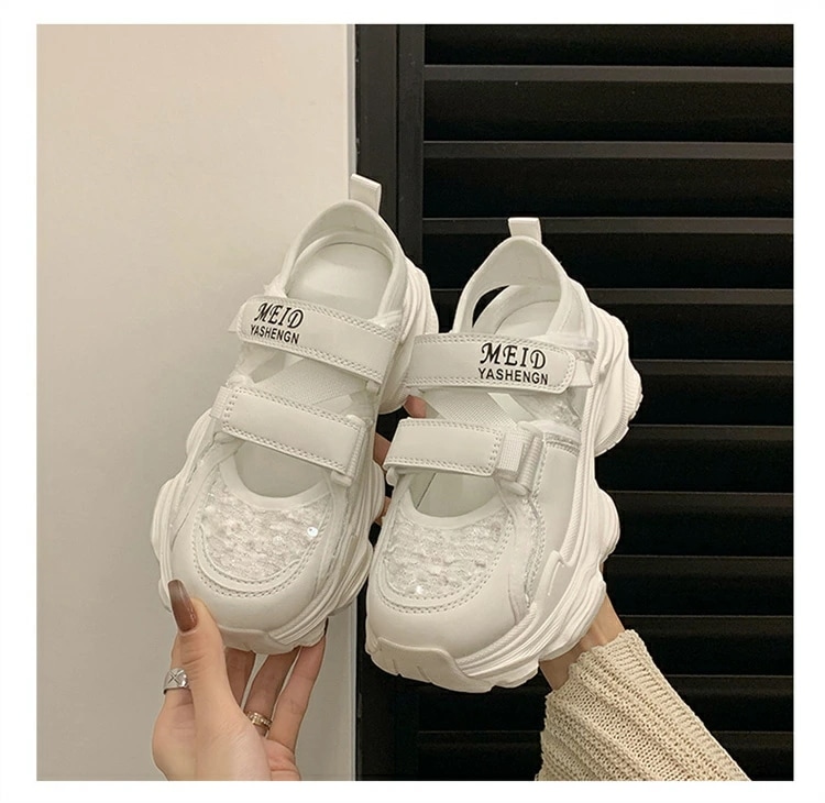 レディース 厚底サンダル スニーカー 防滑 軽量 クッション性 痛くない サンダル スパンコール プラットフォームシューズ 厚底靴 シューズ 歩きやすい 通気 夏靴 通勤 おしゃれ 30代 40代 5