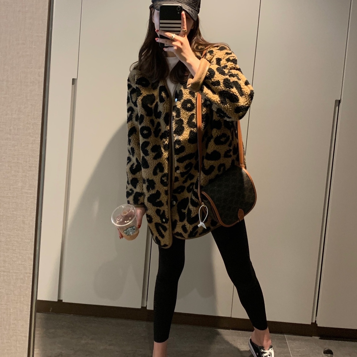 ヒョウ柄ショートコート レオパード柄 ミンク リバーシブル ショート