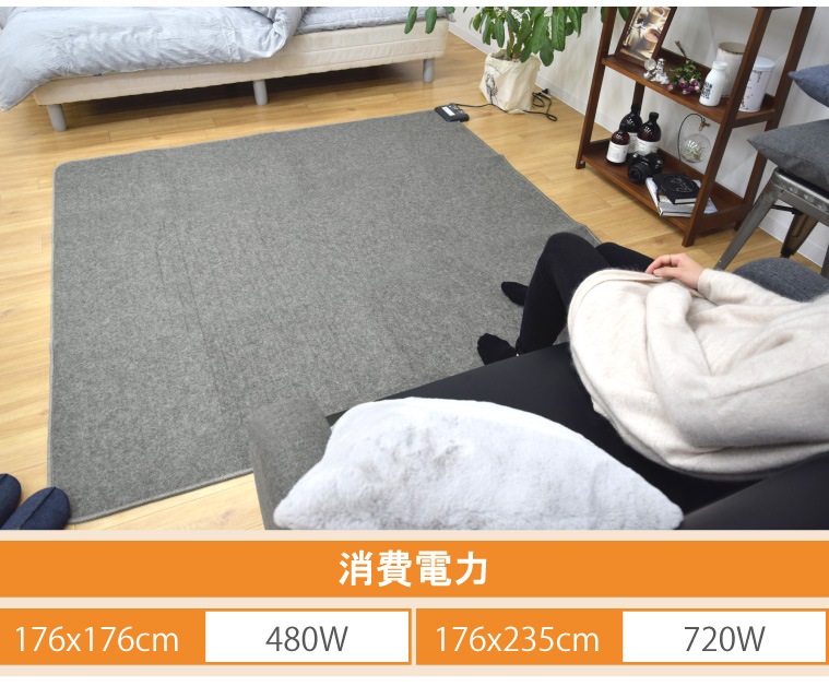 ホットカーペット 電気カーペット 3畳 カバー付き 2点セット 本体サイズ約176x235cm フランネルラグ(カバー:約190x240cm) 多機能搭載 メーカー1年保証 8時間自動オフ 省エネ