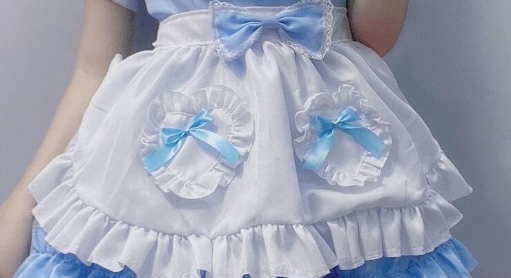 メイド服 可愛い コスチューム ロリータワンピース 可愛いメイド服 ティアードワンピース ハロウィン お化け コスプレ衣装 パーティー衣装 文化祭 忘年会 変身仮装 ブルー メイド服