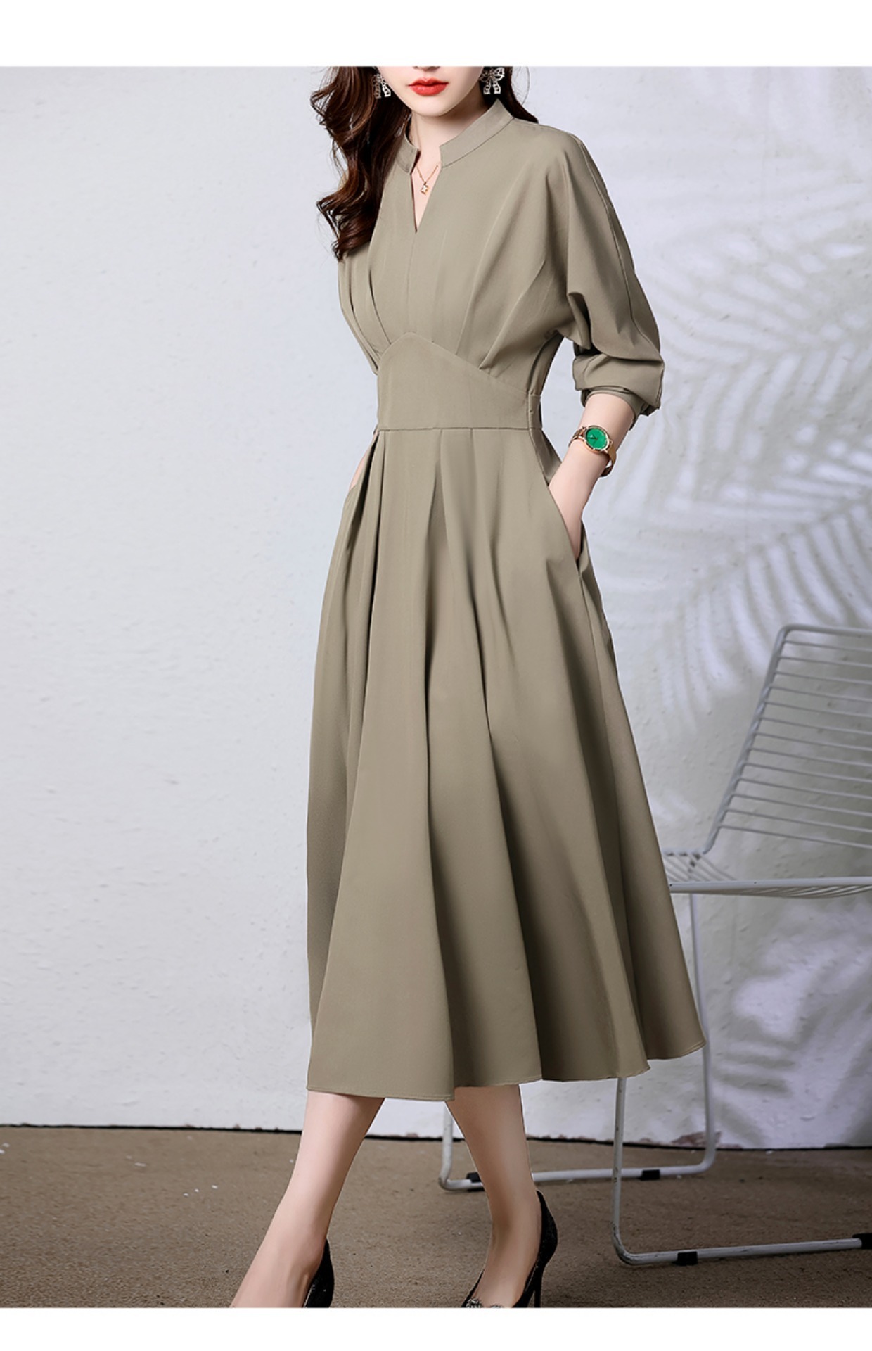 ワンピース レディース プルオーバー ロングスカート フレアスカート フレアワンピース ワンピドレス 膝下 ミモレ丈 長袖 ボリューム袖 Vネック フレア Aライン ハイウエスト かわいい 大人可愛い ワンピース レディース プルオーバー ロングスカート フレアスカート フレアワンピース ワンピドレス 膝下 ミモレ丈 長袖 ボリューム袖 Vネック フレア Aライン ハイウエスト かわいい 大人可愛い