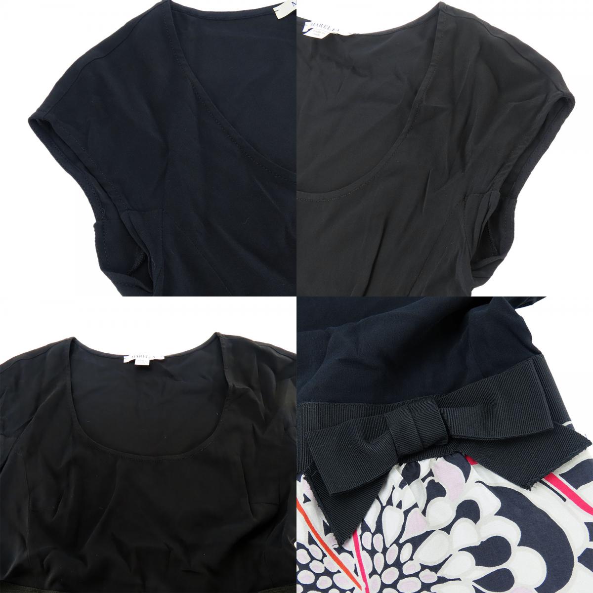 中古 ワンピース 38 レーヨン ポリウレタン アセテート ブラック ピンク ホワイト プリント 花柄 MARELLA レディース 女性 中古 ワンピース 38 レーヨン ポリウレタン アセテート ブラック ピンク ホワイト プリント 花柄 MARELLA レディース 女性