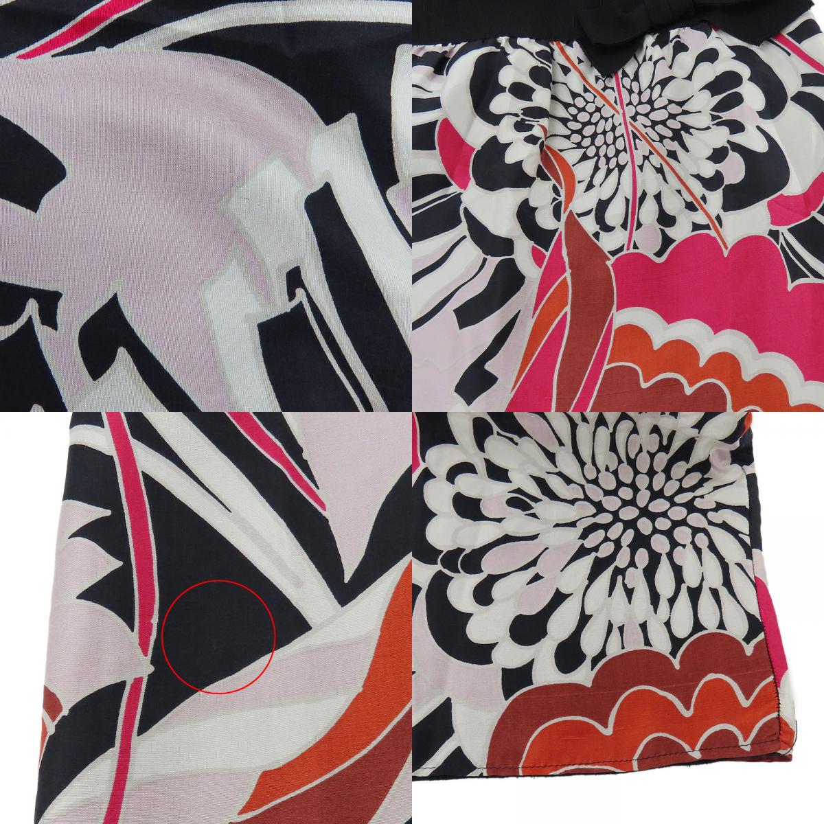 中古 ワンピース 38 レーヨン ポリウレタン アセテート ブラック ピンク ホワイト プリント 花柄 MARELLA レディース 女性 中古 ワンピース 38 レーヨン ポリウレタン アセテート ブラック ピンク ホワイト プリント 花柄 MARELLA レディース 女性