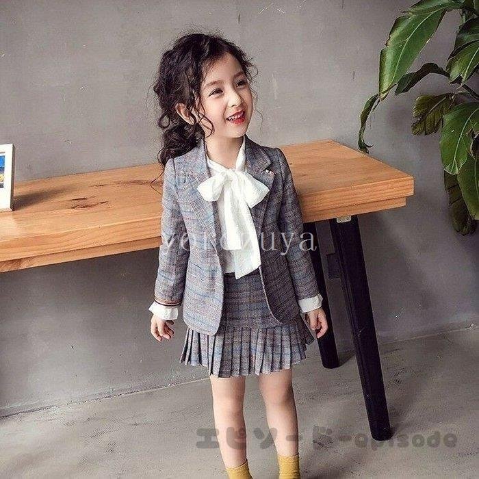 韓国子供服 スーツ 卒業式 入学式 小学生 女の子 超安い品質 発表会 七五三 3点セット ジャケット スカート