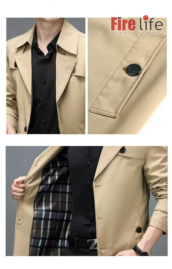 Qoo10] メンズ スプリングコート トレンチコート