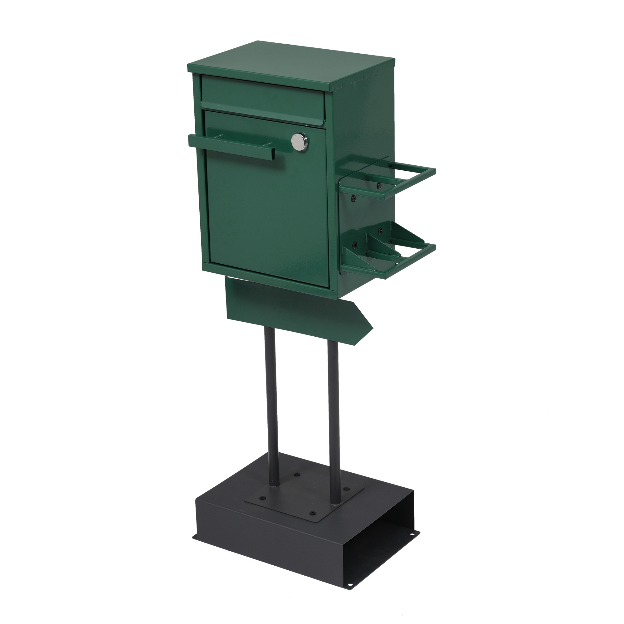 【国内出荷-送.料.無.料】宅配ボックス置き型スタンドポストメ一ル便·A4対応投函口3つポスト一体型鍵付き北欧複数投函配達ボックス一戸建て用スタンドポストメールボックスA4対応新聞受け高級【モス～48