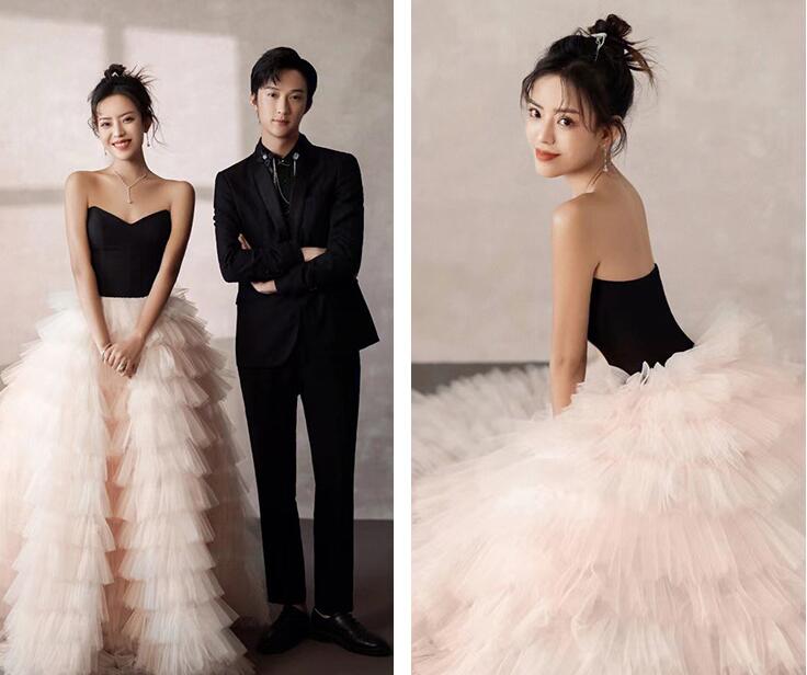 ウェディングドレス パーティードレス ロング 花嫁ドレス フォトウェディング撮影 多重チュール きれいめ 二次会ドレス 結婚式ドレス 演奏会 エレガント 高級感 前撮りドレス 後撮り お姫様 可愛い