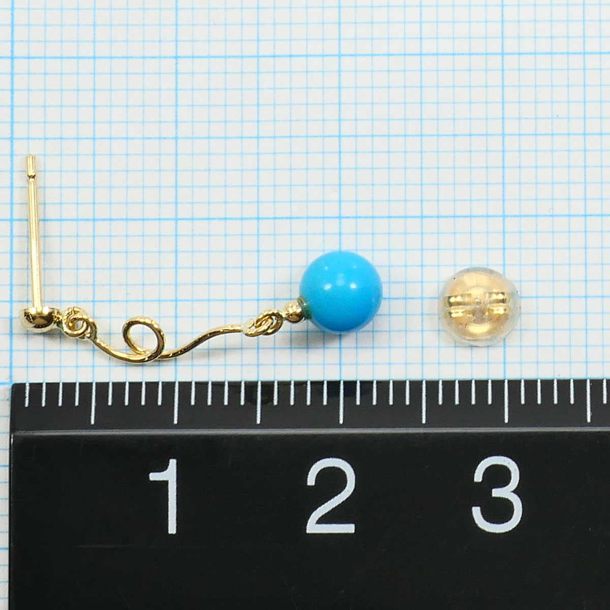 K18 18金 YG イエローゴールド ピアス ターコイズ 総重量約0.8g 中古_2