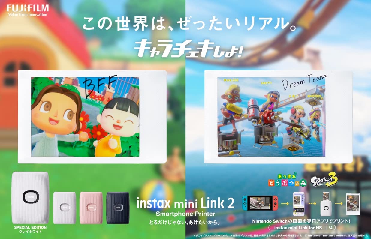 富士フイルム(FUJIFILM) チェキ スマホプリンター instax mini Link2 ホワイト(Nintendo Switchデザイン) スプラトゥーン3 ケース付き INS MINI LI