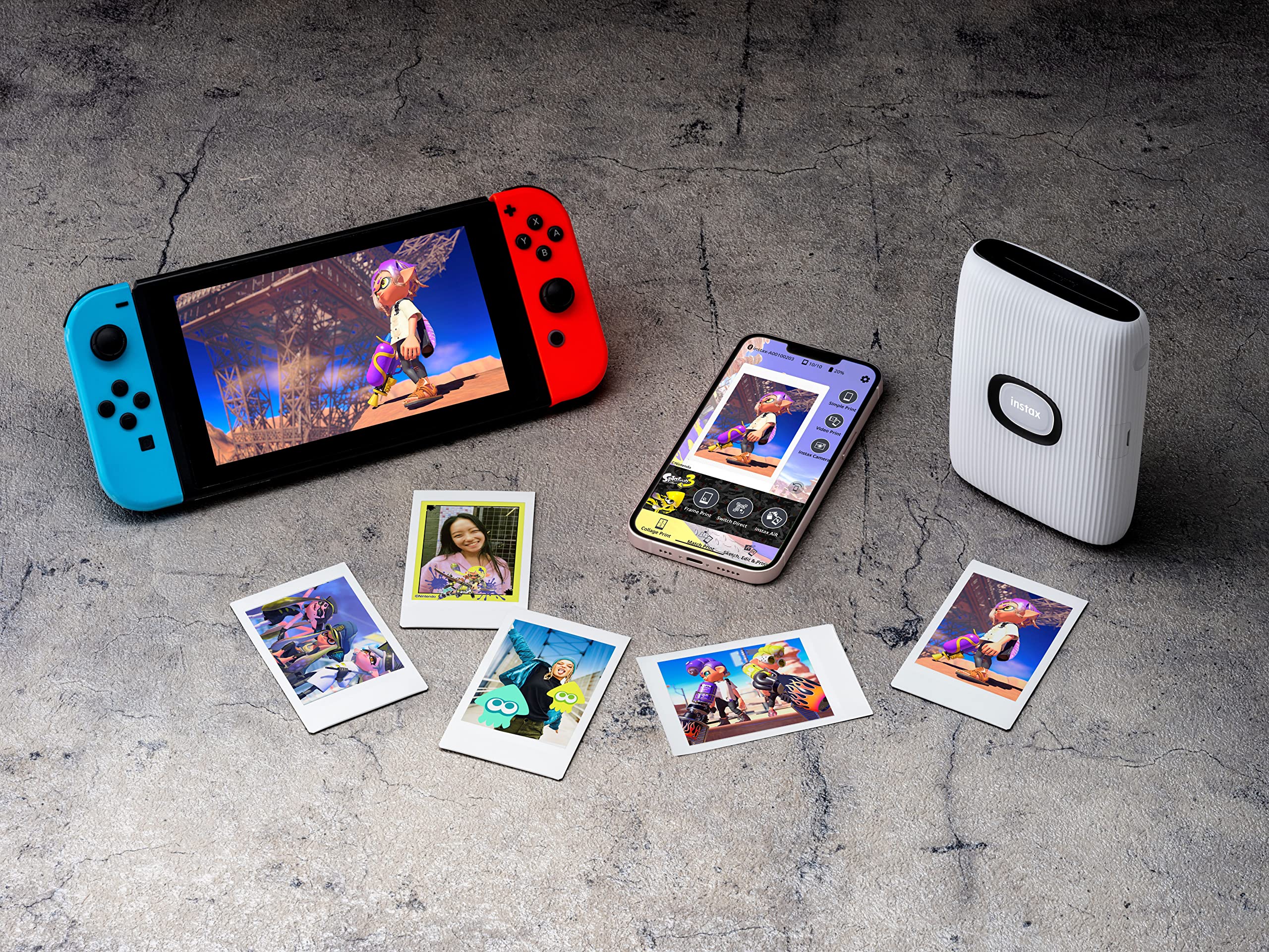 富士フイルム(FUJIFILM) チェキ スマホプリンター instax mini Link2 ホワイト(Nintendo Switchデザイン) スプラトゥーン3 ケース付き INS MINI LI