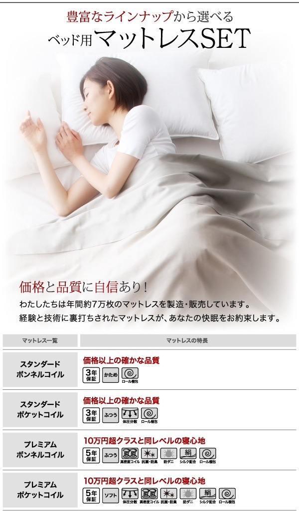 [組立設置付]タイプが選べる 大容量 収納ベッド [セレクトイン] [スタンダードボンネルコイルマットレス付き] チェスト収納 セミダブル [フレーム色]ダークブラウン [マットレス色]ホワイト