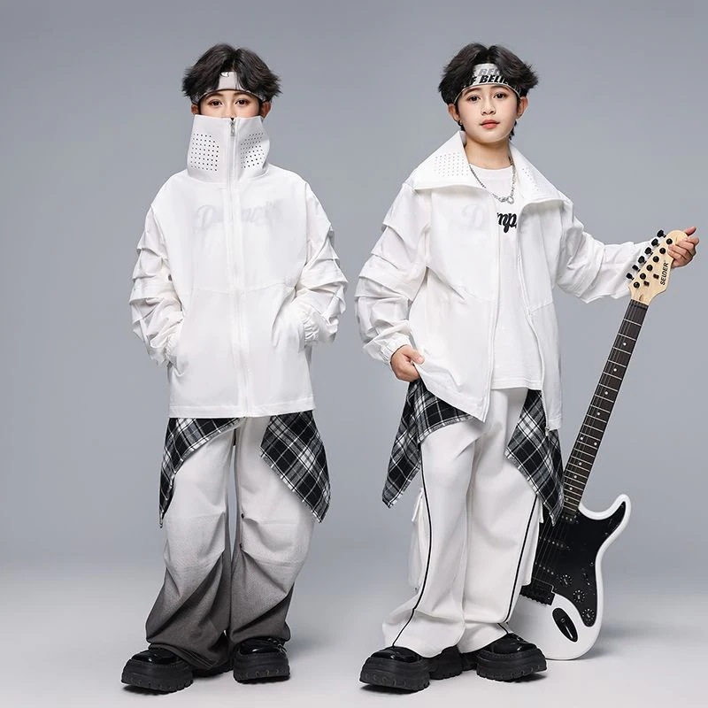 街のダンスの子供のファッション服の男の子のhiphopの出演服のヒップホップのファッションのブランドのかっこいいジャケットの子供のフレームの演技服