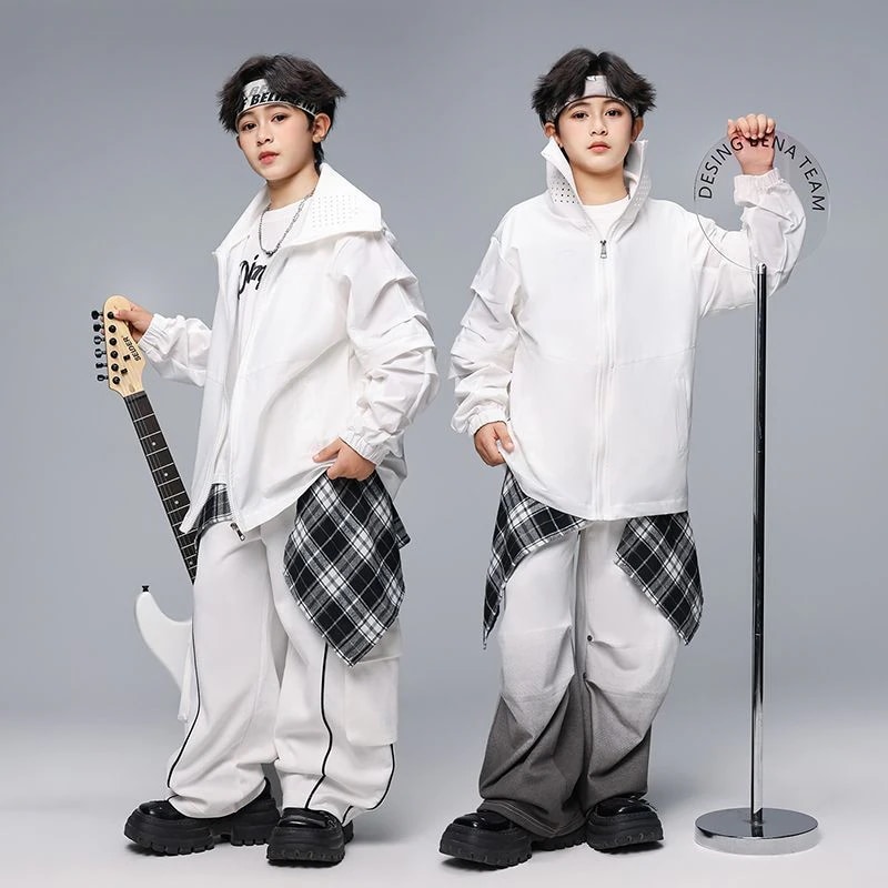 街のダンスの子供のファッション服の男の子のhiphopの出演服のヒップホップのファッションのブランドのかっこいいジャケットの子供のフレームの演技服