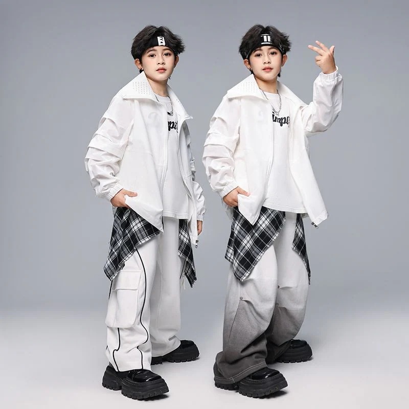 街のダンスの子供のファッション服の男の子のhiphopの出演服のヒップホップのファッションのブランドのかっこいいジャケットの子供のフレームの演技服