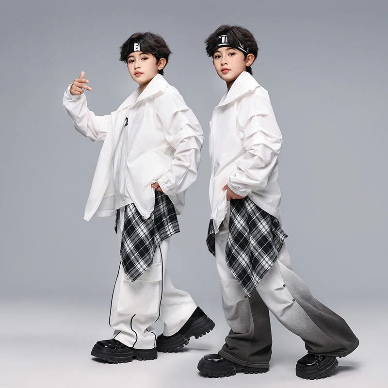 街のダンスの子供のファッション服の男の子のhiphopの出演服のヒップホップのファッションのブランドのかっこいいジャケットの子供のフレームの演技服