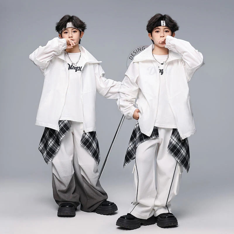 街のダンスの子供のファッション服の男の子のhiphopの出演服のヒップホップのファッションのブランドのかっこいいジャケットの子供のフレームの演技服
