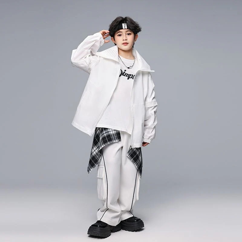 街のダンスの子供のファッション服の男の子のhiphopの出演服のヒップホップのファッションのブランドのかっこいいジャケットの子供のフレームの演技服